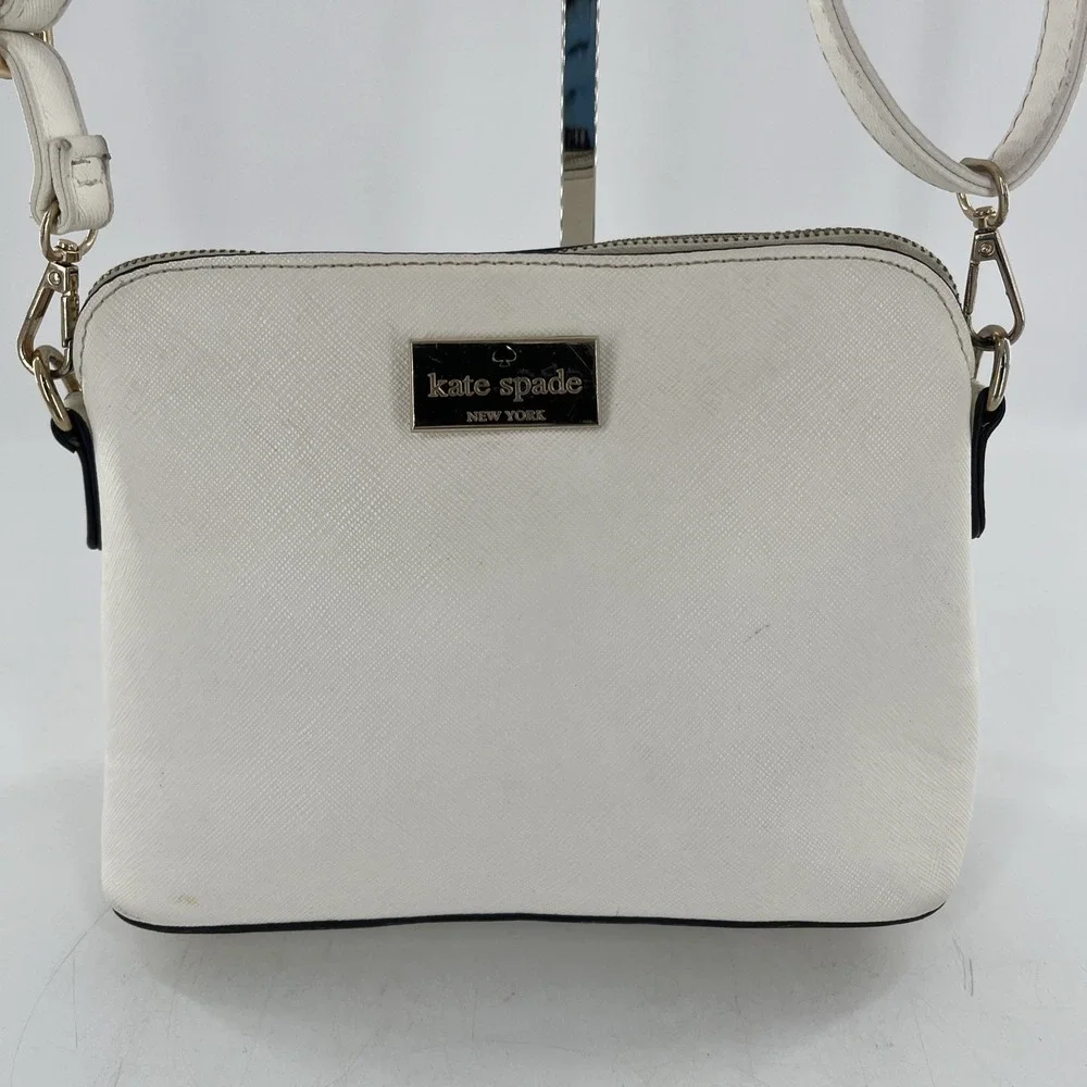 Kate Spade Zip Dome Jeanne Crossbody Saffiano Leather Meringue Cream Ivory Strap